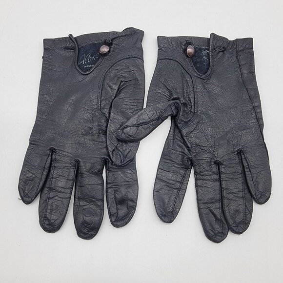 Vintage Alexette Bacmo Leather Gloves Size 7 Super Soft Black Button Close - Picture 1 of 6